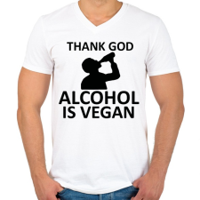 PRINTFASHION Alcohol is vegan - Férfi V-nyakú póló - Fehér férfi póló