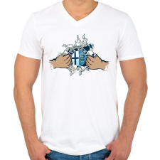 PRINTFASHION Alfa Rome tépett minta - Férfi V-nyakú póló - Fehér férfi póló