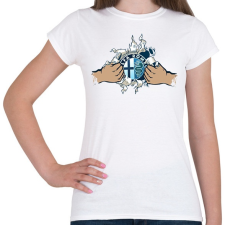 PRINTFASHION Alfa Rome tépett minta - Női póló - Fehér női póló