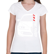 PRINTFASHION Alfa Romeo 147 01 - Női V-nyakú póló - Fehér női póló