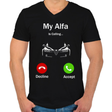 PRINTFASHION Alfa Romeo hív - Férfi V-nyakú póló - Fekete férfi póló