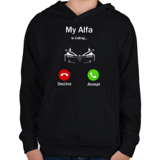 PRINTFASHION Alfa Romeo hív - Gyerek kapucnis pulóver - Fekete
