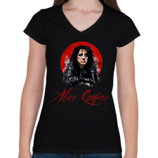 PRINTFASHION alice cooper - Női V-nyakú póló - Fekete női póló