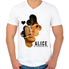 PRINTFASHION Alice in borderland arisu fekete - Férfi V-nyakú póló - Fehér férfi póló