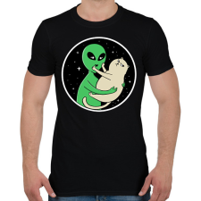 PRINTFASHION Alien és macska - Férfi póló - Fekete férfi póló
