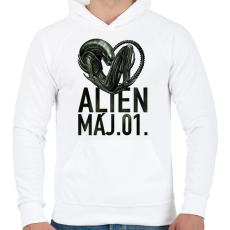 PRINTFASHION alien május 1 - Férfi kapucnis pulóver - Fehér