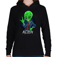 PRINTFASHION Alien - Női kapucnis pulóver - Fekete női pulóver, kardigán