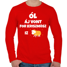 PRINTFASHION ALL I WANT FOR CHRISTMAS IS JUH - Férfi hosszú ujjú póló - Piros
