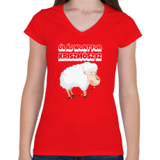 PRINTFASHION ALL I WANT FOR CHRISTMAS IS JUH  - Női V-nyakú póló - Piros