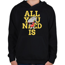 PRINTFASHION All you need is nyúl - Gyerek kapucnis pulóver - Fekete gyerek pulóver, kardigán