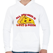 PRINTFASHION All you need is pizza - Férfi kapucnis pulóver - Fehér férfi pulóver, kardigán