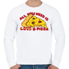 PRINTFASHION All you need is pizza - Férfi pulóver - Fehér férfi pulóver, kardigán