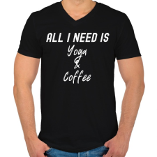 PRINTFASHION All you need is Yoga & Coffee - Férfi V-nyakú póló - Fekete férfi póló