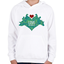 PRINTFASHION Állat szeretet - Gyerek kapucnis pulóver - Fehér gyerek pulóver, kardigán