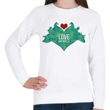 PRINTFASHION Állat szeretet - Női pulóver - Fehér női pulóver, kardigán