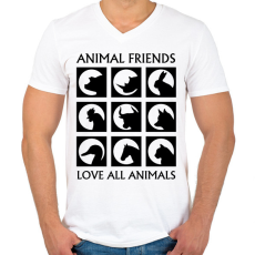 PRINTFASHION Állatbarát - Férfi V-nyakú póló - Fehér