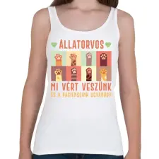 PRINTFASHION Állatorvos - Vért veszünk - Női atléta - Fehér női trikó