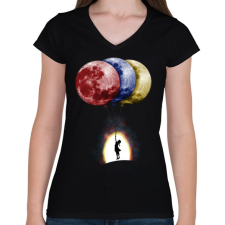 PRINTFASHION Álmodozók - Női V-nyakú póló - Fekete női póló