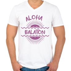 PRINTFASHION Aloha Balaton - Férfi V-nyakú póló - Fehér