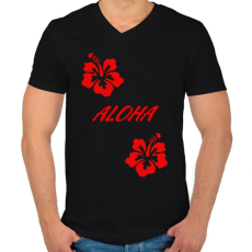 PRINTFASHION Aloha  - Férfi V-nyakú póló - Fekete