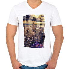 PRINTFASHION Álomvilág - Férfi V-nyakú póló - Fehér