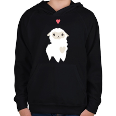 PRINTFASHION Alpaca - fehér - Gyerek kapucnis pulóver - Fekete