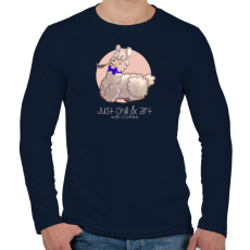 PRINTFASHION Alpaka Chill - Férfi hosszú ujjú póló - Sötétkék