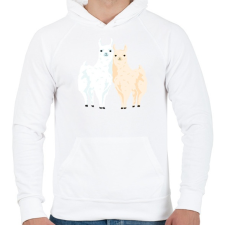 PRINTFASHION Alpaka pár - Férfi kapucnis pulóver - Fehér férfi pulóver, kardigán