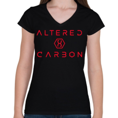 PRINTFASHION Altered Carbon logo - Női V-nyakú póló - Fekete
