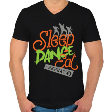 PRINTFASHION Alvás, tánc, evés, ismétlés - Férfi V-nyakú póló - Fekete női póló