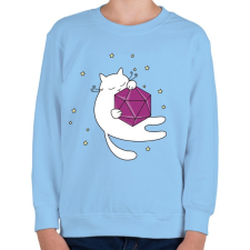 PRINTFASHION Alvó cica és D20 - Gyerek pulóver - Világoskék gyerek pulóver, kardigán