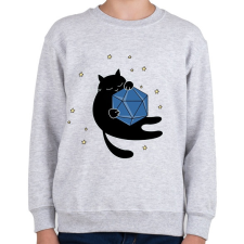 PRINTFASHION Alvó cica (fekete) és D20 - Gyerek pulóver - Sport szürke gyerek pulóver, kardigán