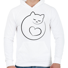 PRINTFASHION Alvó cicus - Férfi kapucnis pulóver - Fehér