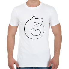 PRINTFASHION Alvó cicus - Férfi póló - Fehér