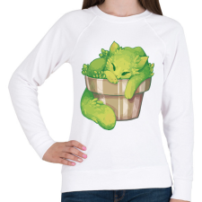 PRINTFASHION Alvó kaktusz cica - Női pulóver - Fehér női pulóver, kardigán