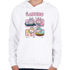 PRINTFASHION Alvó Labubu - Gyerek kapucnis pulóver - Fehér