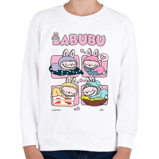 PRINTFASHION Alvó Labubu - Gyerek pulóver - Fehér