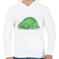 PRINTFASHION Alvó T-rex - Férfi kapucnis pulóver - Fehér férfi pulóver, kardigán