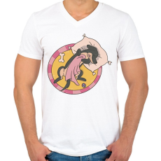 PRINTFASHION Alvó tacskó - Férfi V-nyakú póló - Fehér