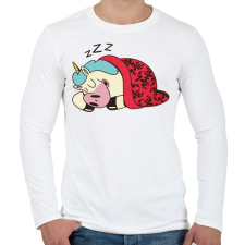 PRINTFASHION Alvó unikornis - Férfi hosszú ujjú póló - Fehér férfi póló