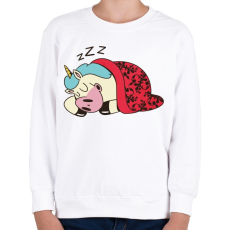 PRINTFASHION Alvó unikornis - Gyerek pulóver - Fehér
