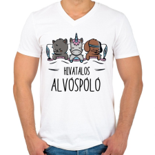 PRINTFASHION Alvóspóló - hivatalos - Férfi V-nyakú póló - Fehér férfi póló