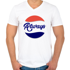 PRINTFASHION Always - Férfi V-nyakú póló - Fehér férfi póló