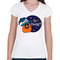 PRINTFASHION Am I Creepy? - Női V-nyakú póló - Fehér