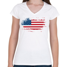 PRINTFASHION america - Női V-nyakú póló - Fehér