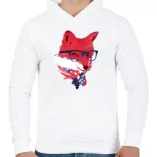 PRINTFASHION American fox - Férfi kapucnis pulóver - Fehér férfi pulóver, kardigán