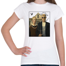 PRINTFASHION American gothic- Parody - Női póló - Fehér női póló