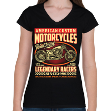 PRINTFASHION american motorcycle - Női V-nyakú póló - Fekete női póló