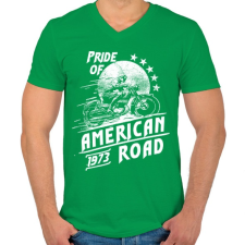 PRINTFASHION Amerika büszkesége - Férfi V-nyakú póló - Zöld férfi póló