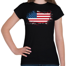 PRINTFASHION Amerika zászló - Női póló - Fekete női póló